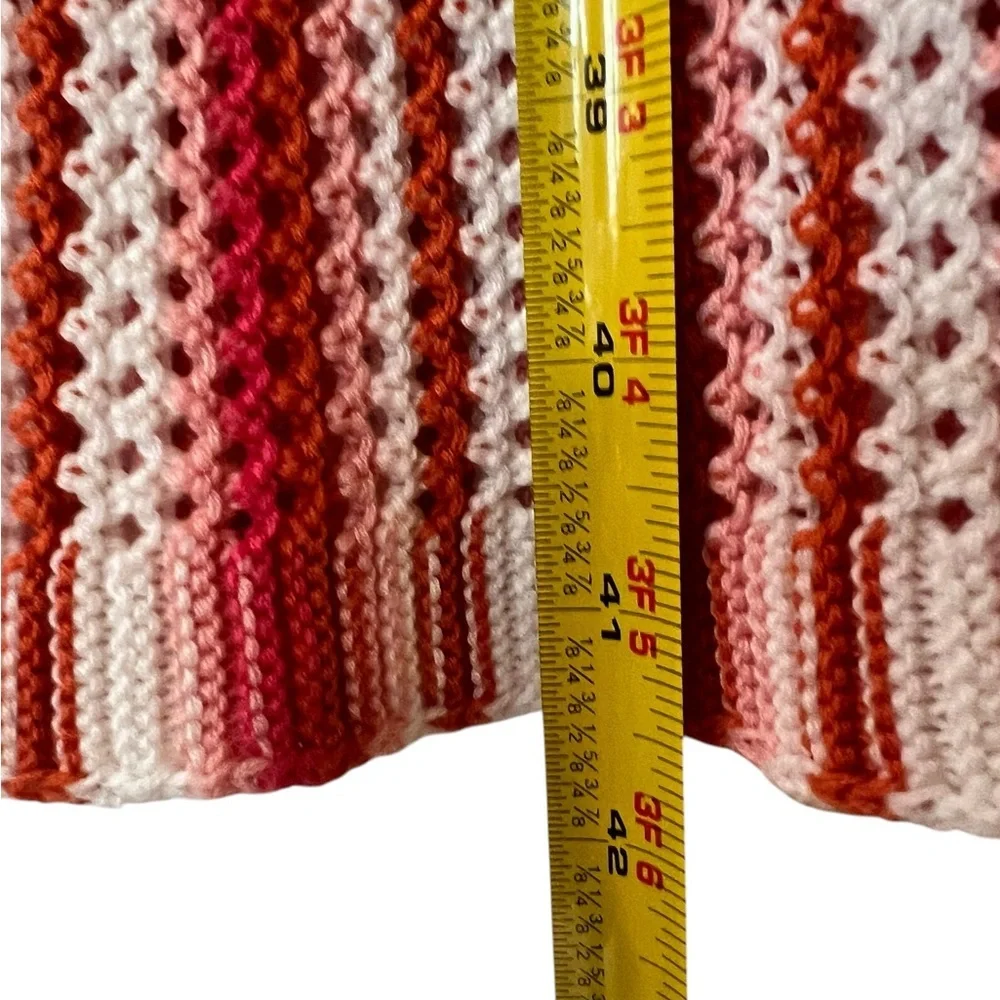 C&C California Crochet Beach Cover Up Sleeveless Halter Striped Pink White Small - Picture 8 of 8